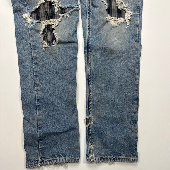 Vintage Carhartt Destroyed Distressed Flannel Lined Workwear Jeans 34 x 36 - Picture 7 of 12